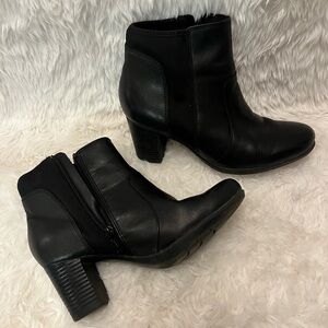 Clarks Black Leather Ankle Booties